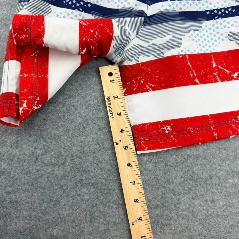 Tommy Bahama Boys M 7/8 American Flag Swim Trunks UPF 50 Red White Blue NWT